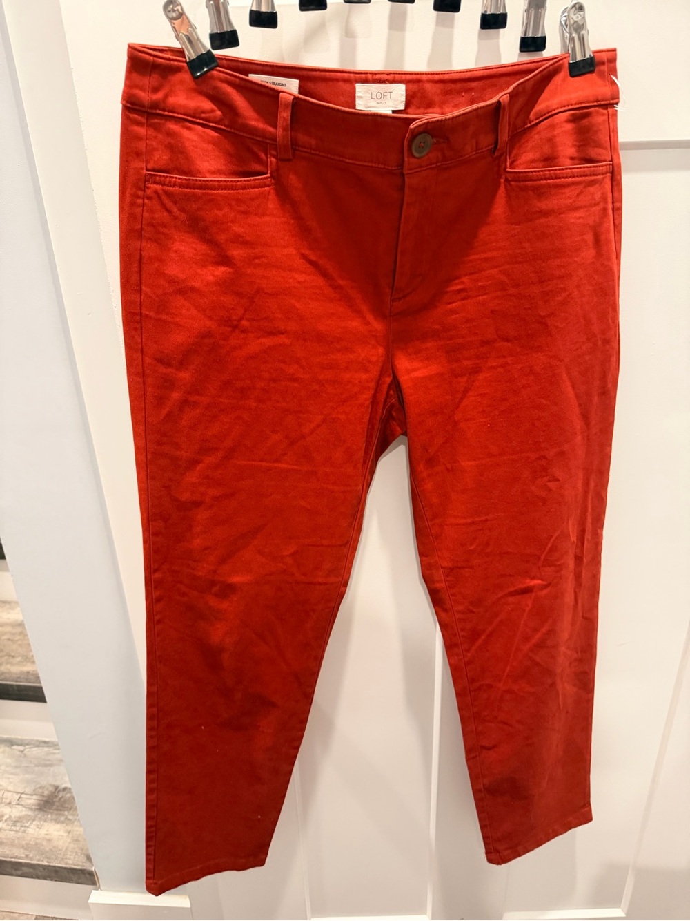 LOFT Outlet Slim Straight Ankle Pants Size 8 Red Stretch Career Casual
